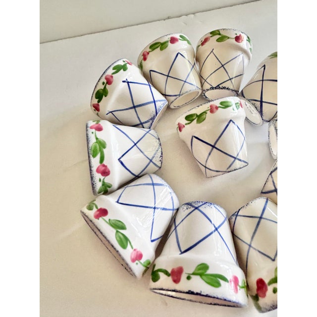 Ceramic Flower Pot Ceramic Napkin Rings, Set of 11 For Sale - Image 7 of 12