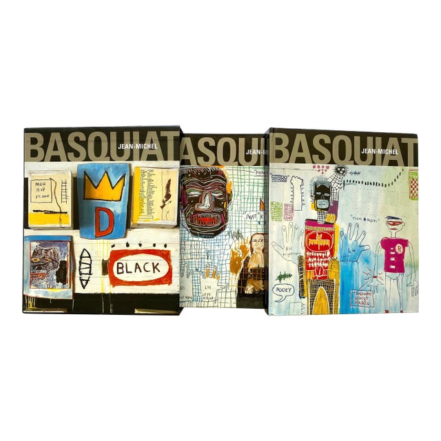 Jean Michel Basquiat " Paintings Catalogue Raisonne " Rare Vintage Landmark Volume Lithograph Print Large Hardcover Slipcase Two Books Set For Sale