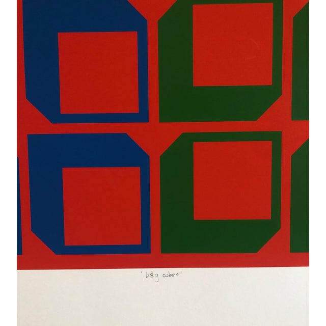 Op Art Paul M. Levy, Abstract Geometric 1970s Kinetic Silkscreen Screen Print Manner Vasarely Op Art, c.1970 For Sale - Image 3 of 6