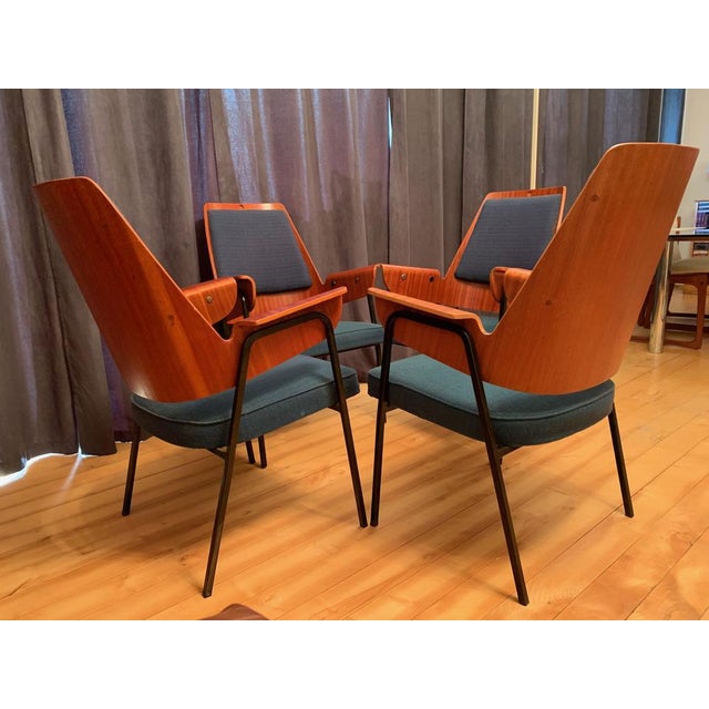 A set of four unique Hanno Von Gustedt style chairs from the 1960s. In original, good condition. Chairs should undergo...