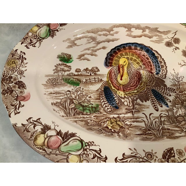 Large Vintage Transfer Ware Turkey Platter For Sale In New York - Image 6 of 10