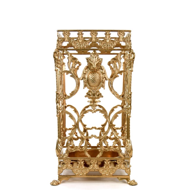 Umbrella stand, made in the mid-20th century. This metal umbrella stand with rich decoration will be a beautiful...