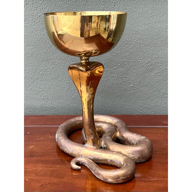 Vintage Polished Brass Cobra Bowl For Sale In West Palm - Image 6 of 12