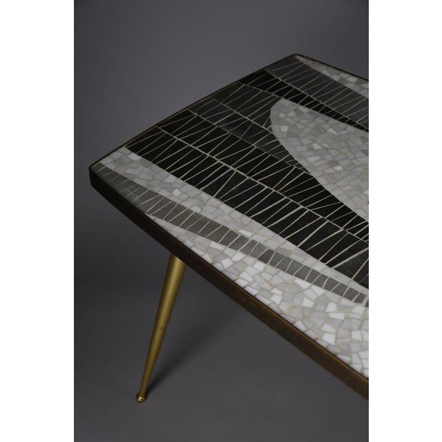 Abstract Black and White Glass Mosaic Coffee Table with Brass Legs by Berthold Müller, 1955 For Sale - Image 16 of 18