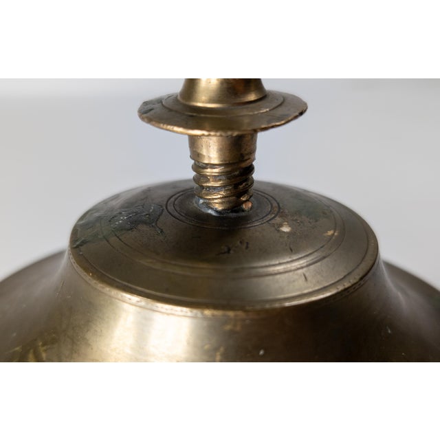 17th or 18th Century Rustic Make Do Brass Candlestick With Later Base For Sale - Image 14 of 14