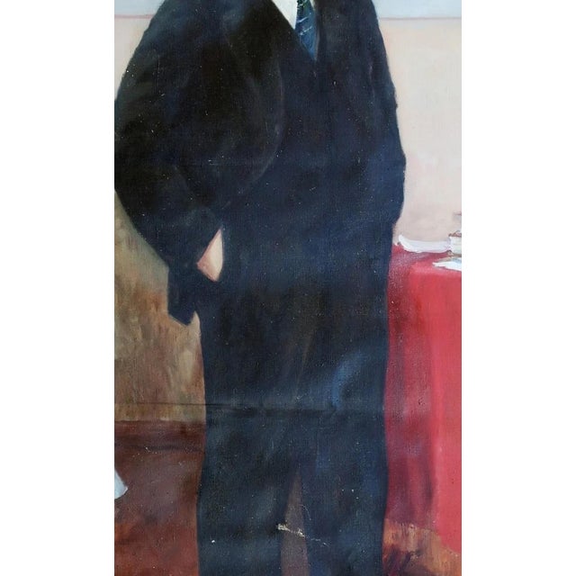Vladimir Lenin Portrait: Original Oil Painting, Soviet Art 200-120 For Sale - Image 4 of 6