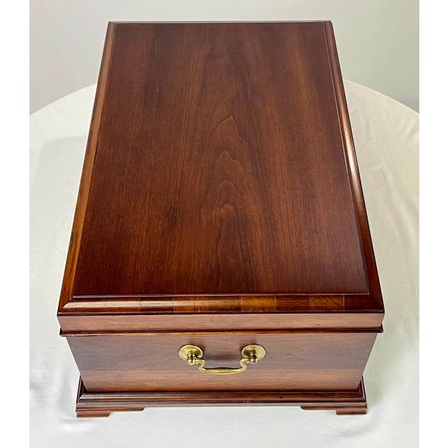 1970s Henkel Harris Virginia Galleries Solid Wild Black Cherry Jewelry Chest For Sale - Image 11 of 18