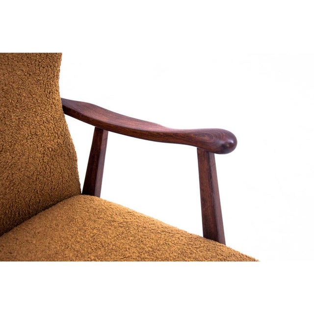 Wood Vintage Yellow Armchair in Bouclé Fabric, Denmark, 1960s For Sale - Image 7 of 12