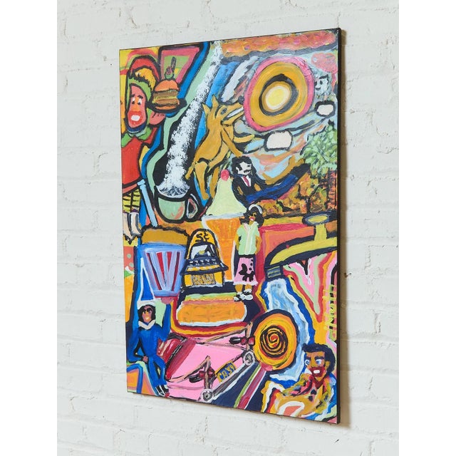 Late 20th Century Late 20th Century Folk Art Wild World Painting For Sale - Image 5 of 5