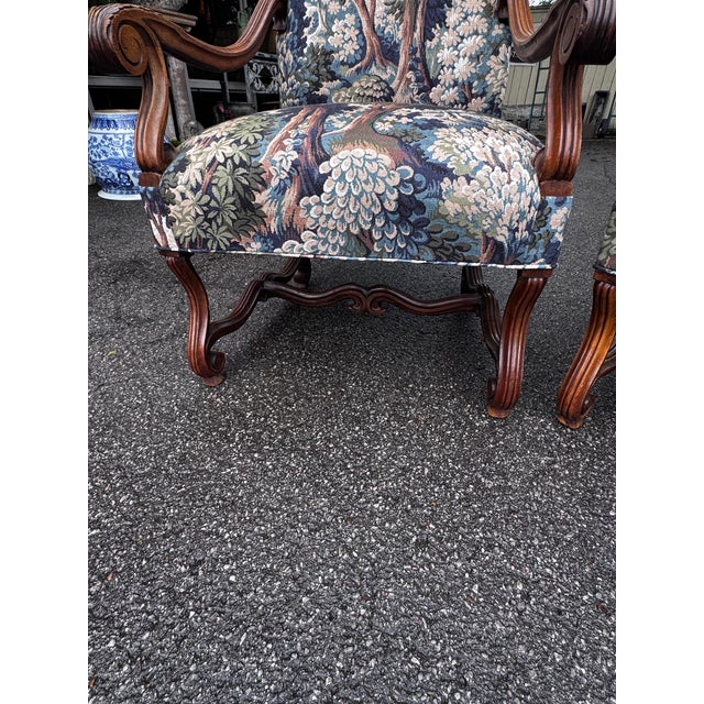 Newly Upholstered French Arm Chairs For Sale - Image 9 of 11