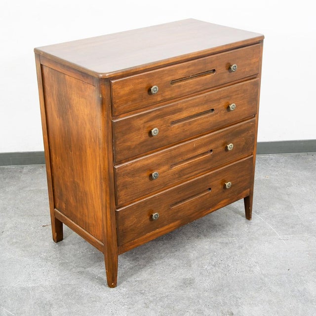 Mid Century Danish Modern Highboy Dresser Walnut 4 Drawer MCM Vintage Karges 60s For Sale - Image 11 of 12