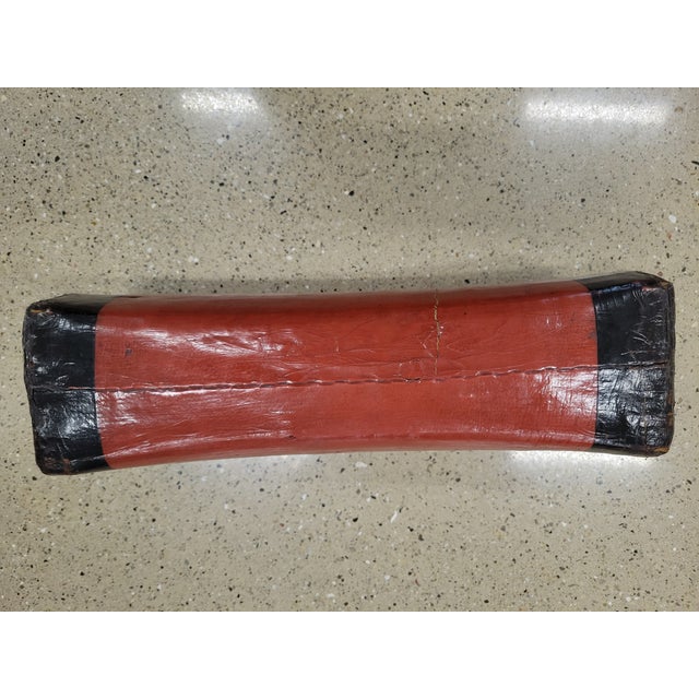 19th Century Chinese Lacquered Leather Opium Pillow / Headrest For Sale - Image 4 of 6