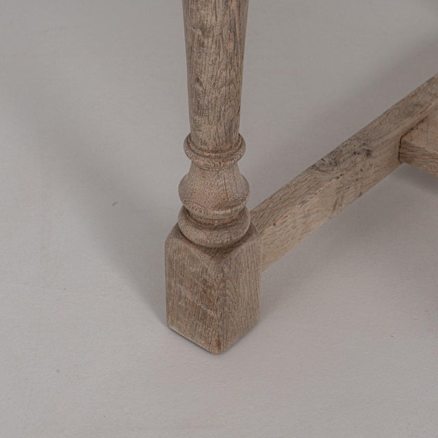 Set of Six 20th Century Belgian Upholstered Oak Ladderback Dining Chairs. These charming Belgian chairs feature solid oak...