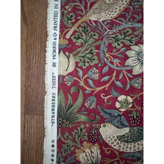 Textile Morris & Co Arthur Sanderson & Sons Strawberry Thief Fabric in Crimson 2 Yards For Sale - Image 7 of 7