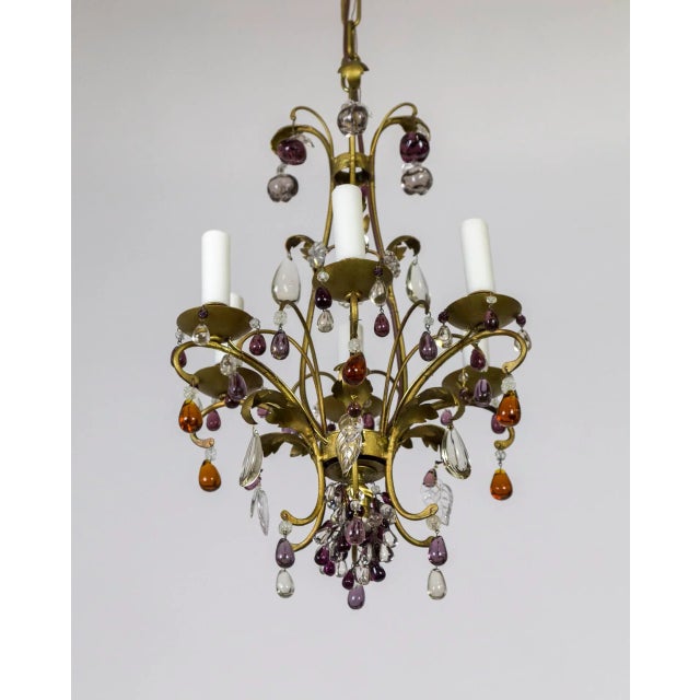 1940s Gilt Purple & Amber Fruit Crystal Chandelier For Sale In San Francisco - Image 6 of 12