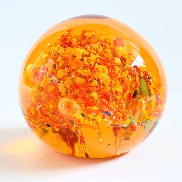 Late 20th Century Orange Art Glass Paperweight For Sale - Image 5 of 7