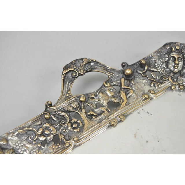 Late 19th Century Late 19th Century French Renaissance Bacchanal Scene Silver Plated Bacchus Figural Platter Tray For Sale - Image 5 of 18