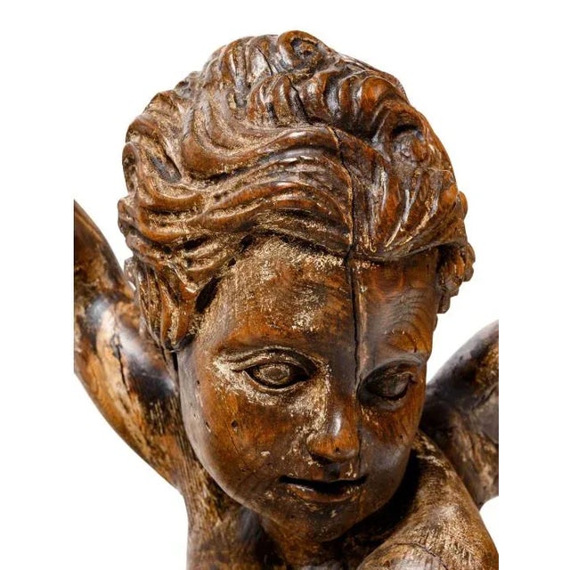 Pair of 19th Century Monumental Italian Wood Carved Angels For Sale - Image 4 of 13