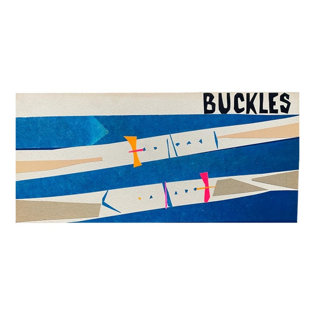 Mid Century Modern Collage & Painting of Biuckles For Sale