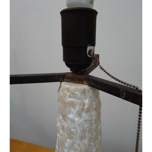 Cream Large Vintage Alabaster Table Lamp, Spain, 1950s For Sale - Image 8 of 18