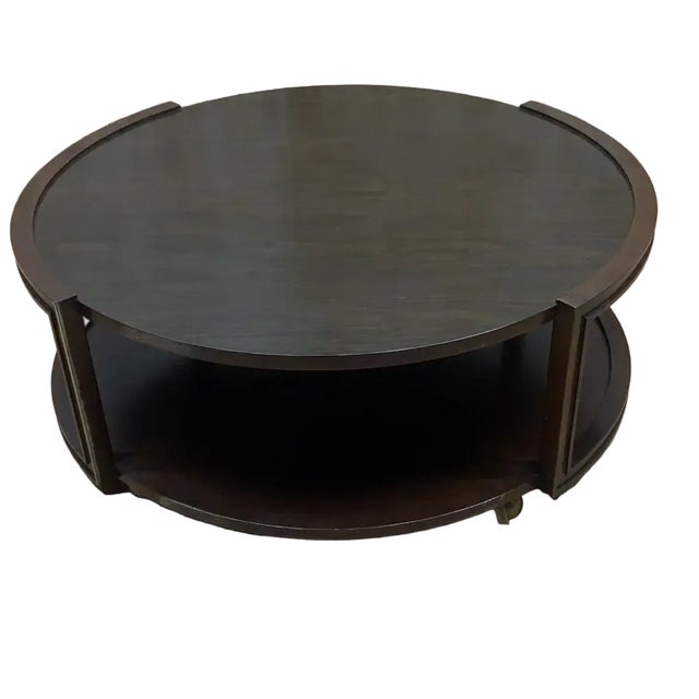 Mid Century Modern Round Twi Tier Coffee Table on Casters by Dunbar Vintage circular coffee table by Dunbar Furniture...