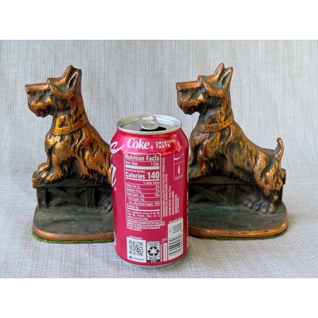 Vintage Cast Iron Copper Scottie Dog Bookends a Pair For Sale - Image 14 of 15