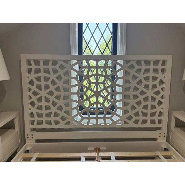 White Moroccan Lattice Bed (Queen) For Sale - Image 8 of 9