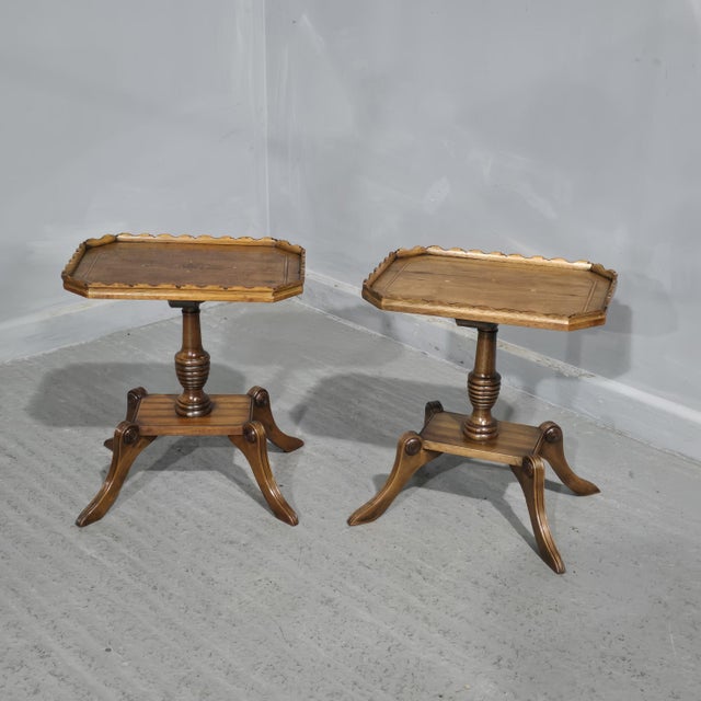 English Walnut Inlaid Wine Tables, 1920, Set of 2 For Sale - Image 9 of 9