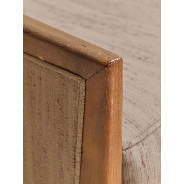 Beige The Vintage Mid Century Walnut Lounge Chair in Textured Beige Upholstery For Sale - Image 8 of 10