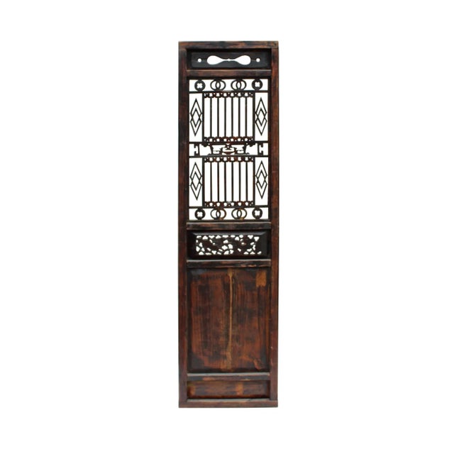 Chinese Chinese Gold Red Brown Graphic Carving Wood Decor Panel For Sale - Image 3 of 8