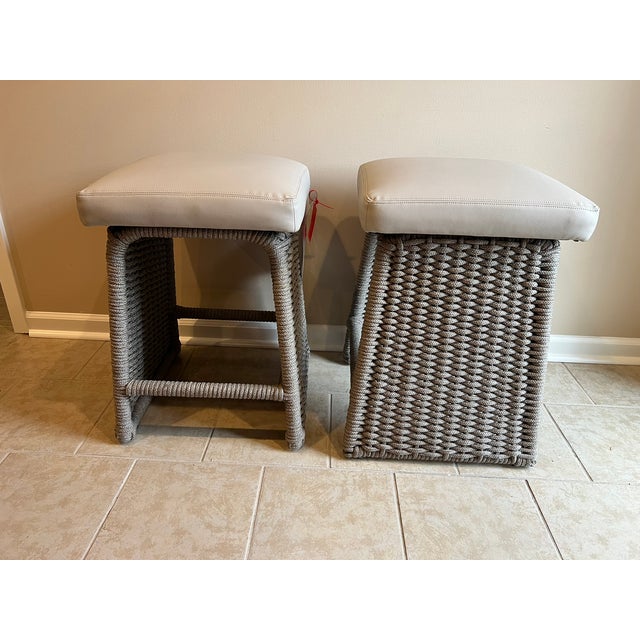 2020s Baker McGuire Cuerda Counter Stool, Genuine Leather Seat, Rope Wrapped Aluminium Frame For Sale - Image 5 of 18