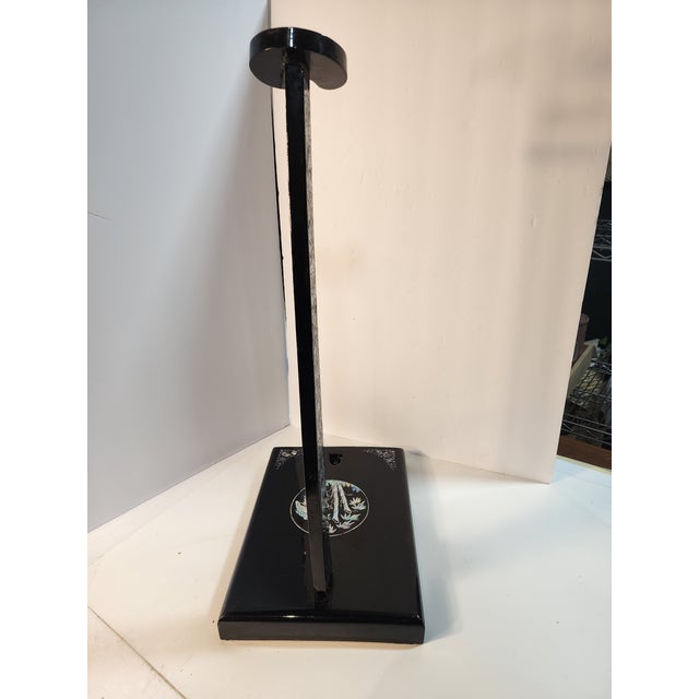 Antique Japanese Sword Stand: Black Lacquer With Abalone Inlay For Sale - Image 9 of 10