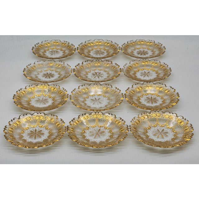 Set of 12 Belle Époque Cut Glass and Gilt Dessert Plates, circa 1890–1910 For Sale - Image 17 of 18