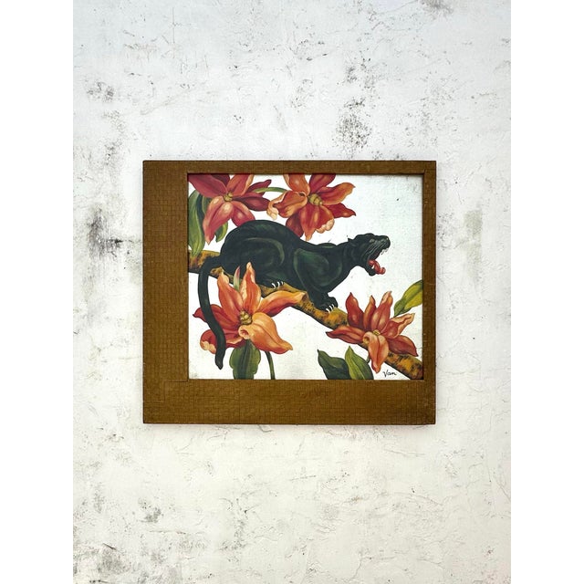 A vintage acrylic painting on foiled board of a Black Panther is an interesting and visually striking piece! The...