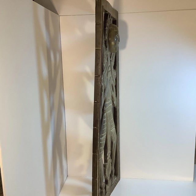 Folk Art 1940s Vintage Bali Hand-Craved Folk Art Deity Wooden Wall Sculpture. For Sale - Image 3 of 11