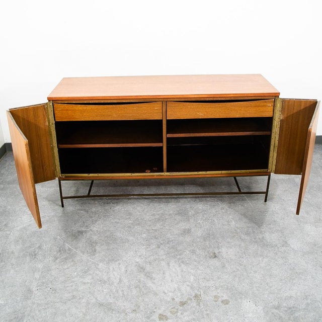 Mid Century Modern Credenza Sideboard Paul McCobb Irwin Calvin Mahogany Brass For Sale - Image 10 of 12