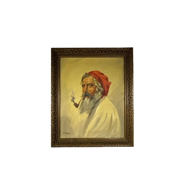 Folk Art Vintage Portrait Paintings of a Man and Woman from Capri by P. Martini - a Pair For Sale - Image 3 of 9