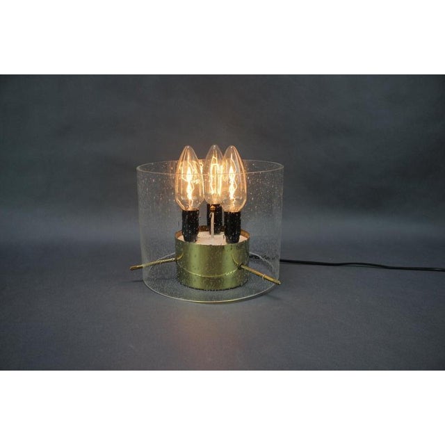 German Brass and Textured Glass Ceiling Lights, 1970s, Set of 2 For Sale - Image 9 of 13