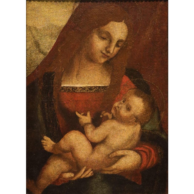 Pittore Leonardesco, Madonna and Child Leonardo-Esque, 1520, Oil on Canvas For Sale - Image 12 of 12