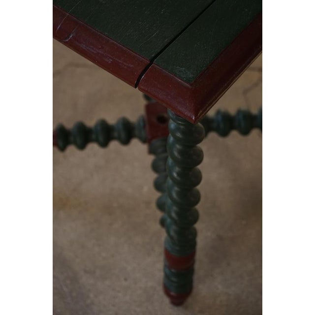 Vintage Folk Swedish Wooden Stool in Dark Green & Dark Red, 1940s For Sale - Image 10 of 18