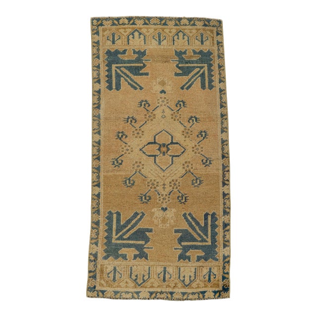 Turkish Mini Rug Oriental Hand Knotted Vintage Rug 1'9" x 3'7" #21231 For Sale