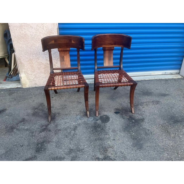 Pair of Mid Century Solid Walnut Klismos Chairs For Sale - Image 4 of 9