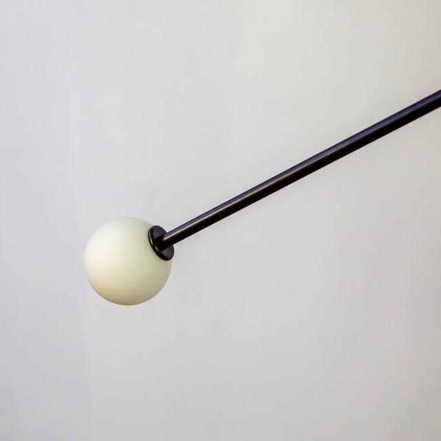 Y Pendant Medium, Black, 32in H, 3 Inch Glass Globes, by Research.Lighting, Modern, Minimal Hanging Light For Sale - Image 4 of 8