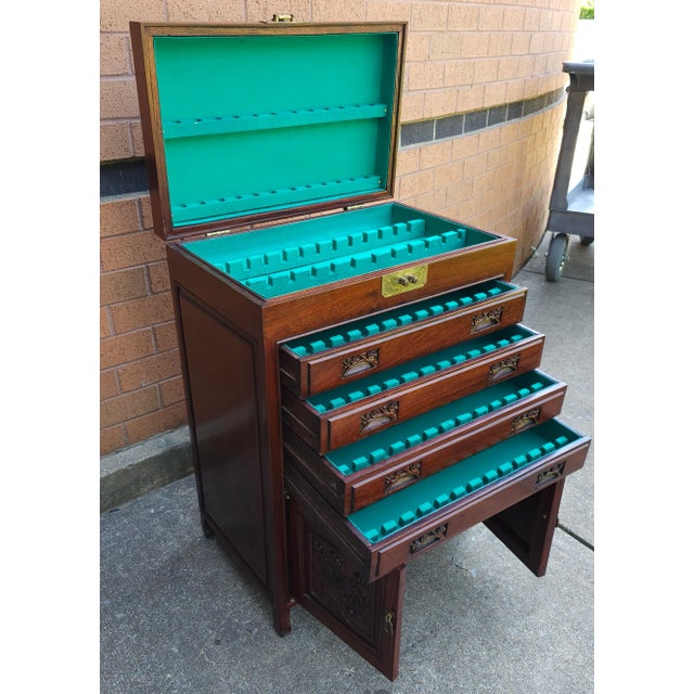 Mid-20th Century Chinese Carved Rosewood Siver Chest Cabinet For Sale - Image 4 of 12