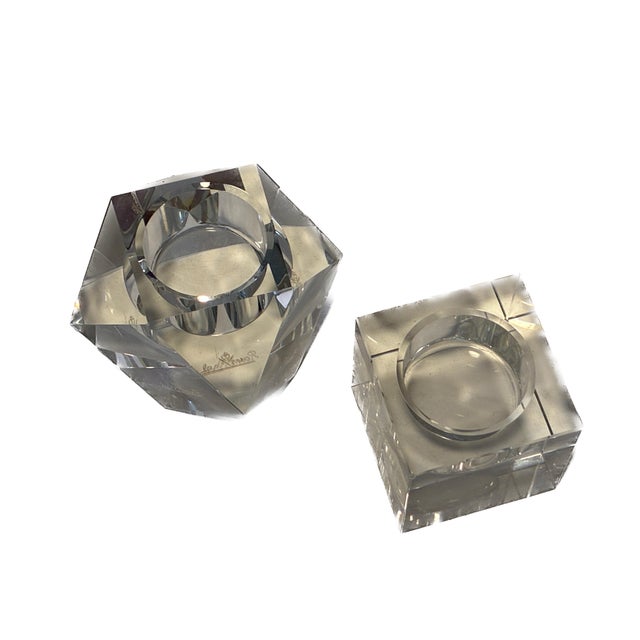 Vintage Geometric Crystal Votive Candle Holders - Pair (Includes Signed Rosenthal) For Sale In Atlanta - Image 6 of 6