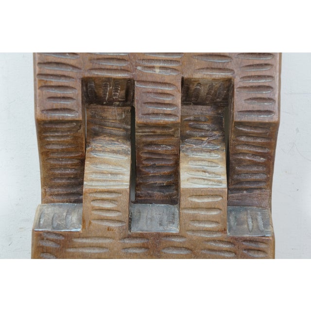 Mid 20th Century South American Honduras Carved Teak Folding Stool Seat Chair Mayan Aztec For Sale - Image 4 of 15