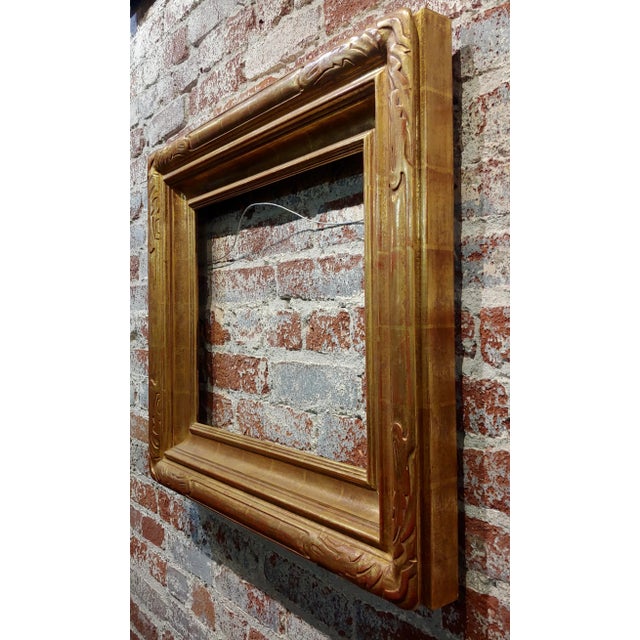 1950s Art Nouveau Style 22 K Gilded Carved Wooden Frame by Vandauren 23x26" For Sale - Image 5 of 11