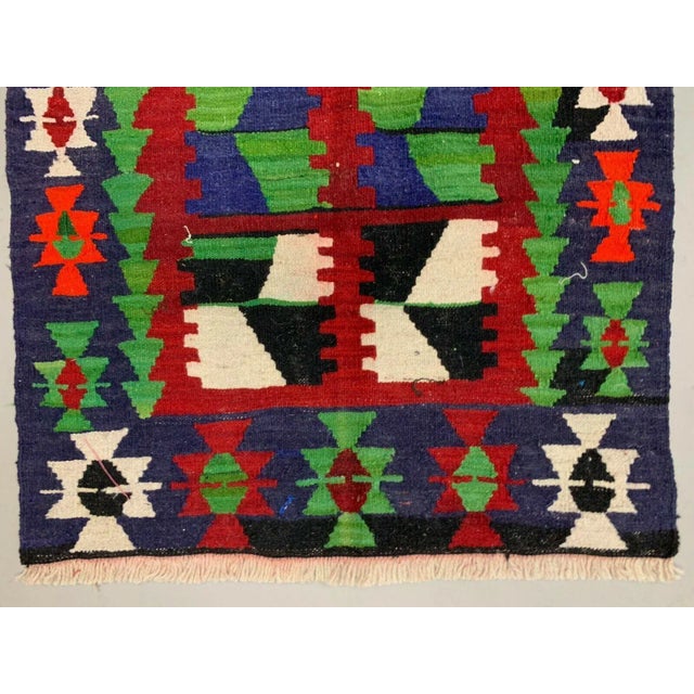 Small Vintage Turkish Square Kilim Rug For Sale - Image 6 of 7