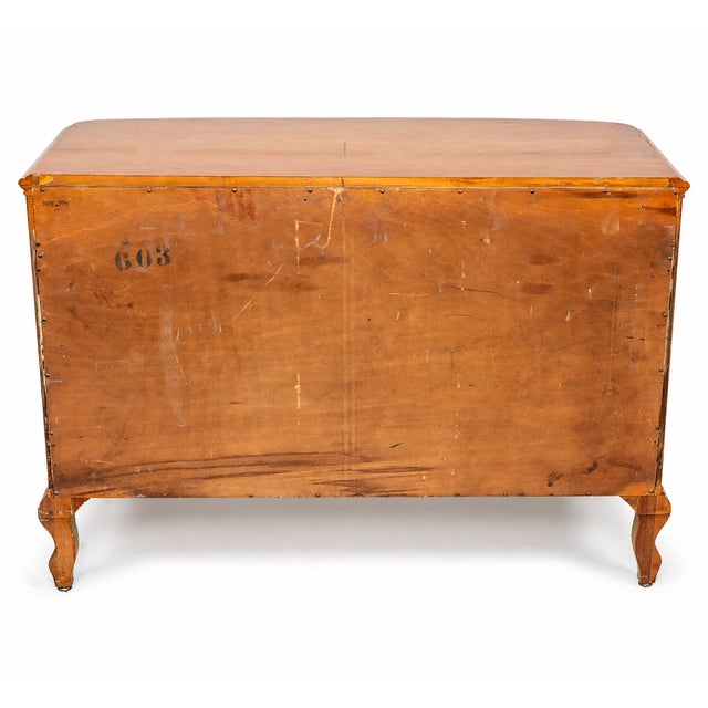 1930s French Burl Wood Bow-Front Dresser With Gilt Carved Base For Sale - Image 4 of 9