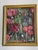 Abstract modern mixed media on brown paper painting signed and Framed.